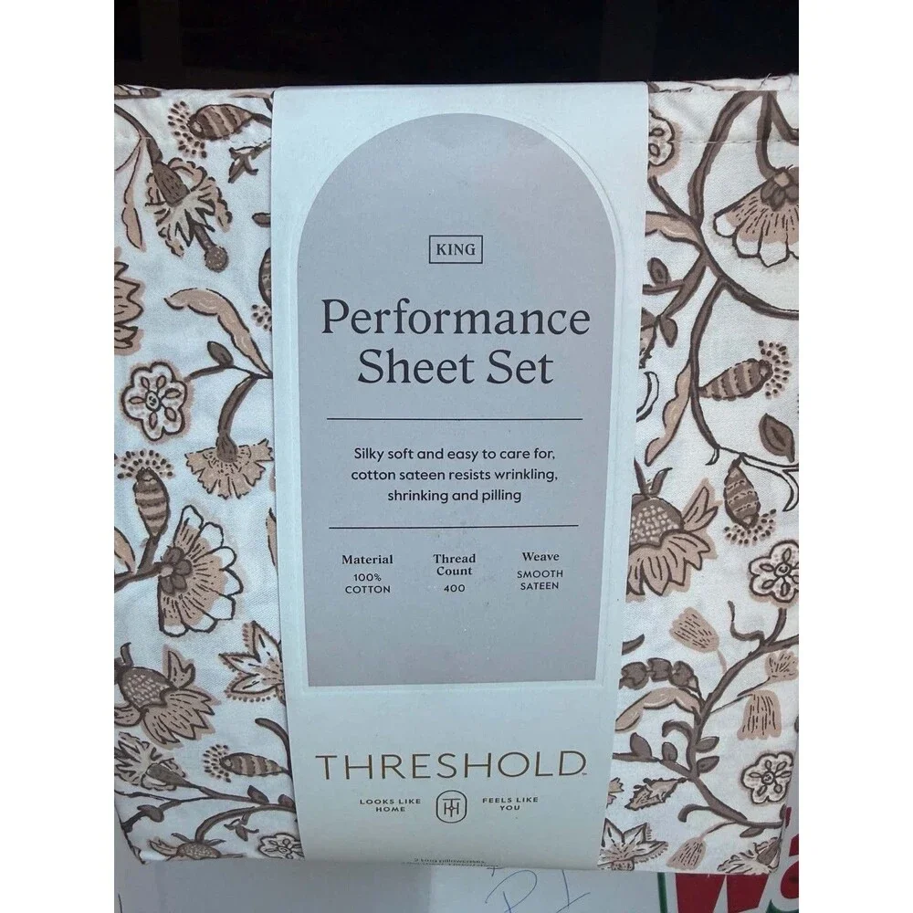 Threshold King Performance Sheet Set Cool Floral 400 Thread Count Bedding